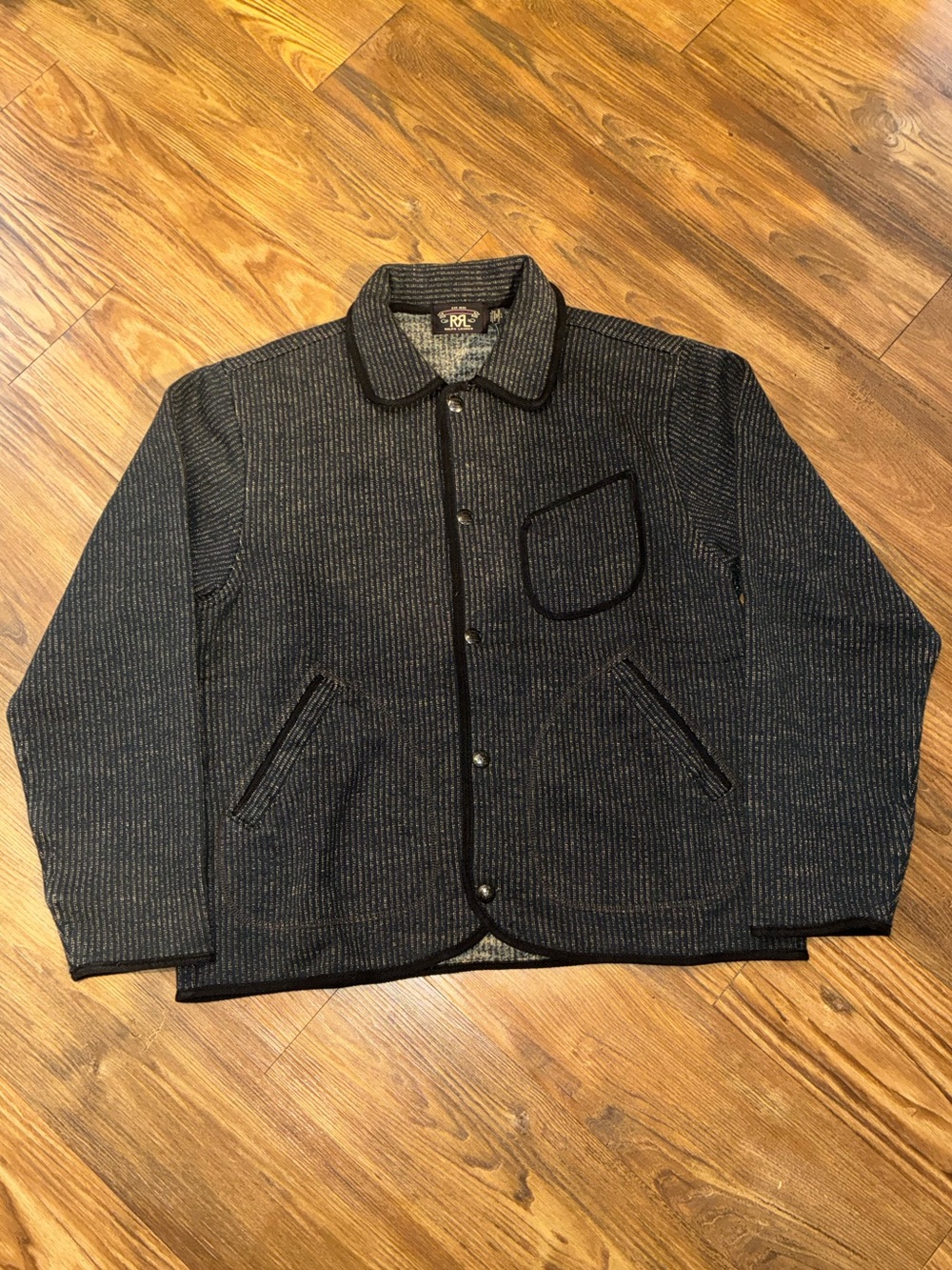 RRL Charcoal Herringbone Beach Cross Jacket